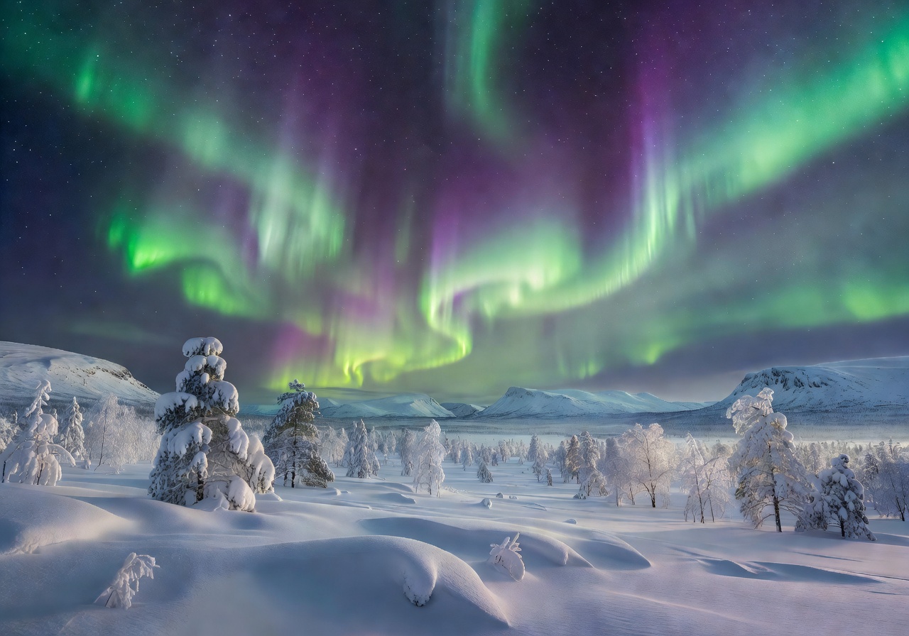 Aurora Borealis Northern Lights over Lapland