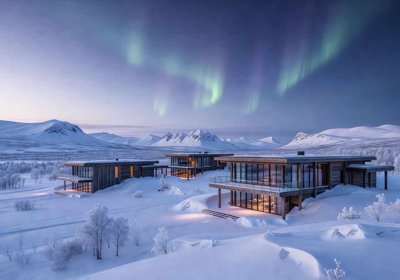 Finland luxury resort cinematic Arctic landscape