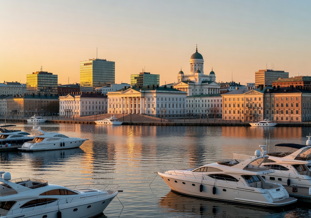 Helsinki skyline luxury harbor view