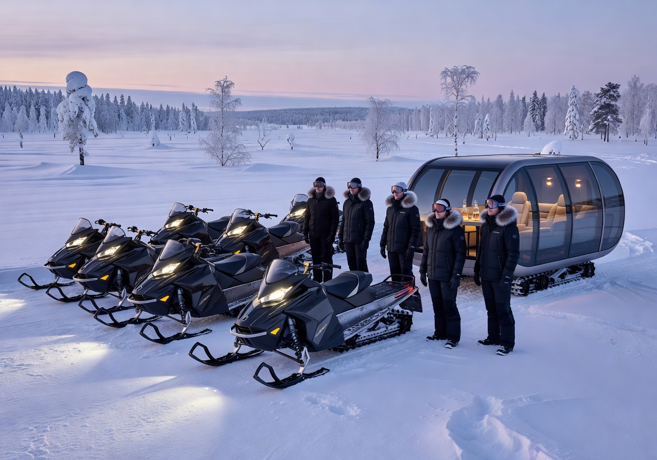 Luxury Arctic snowmobile VIP experience Finland