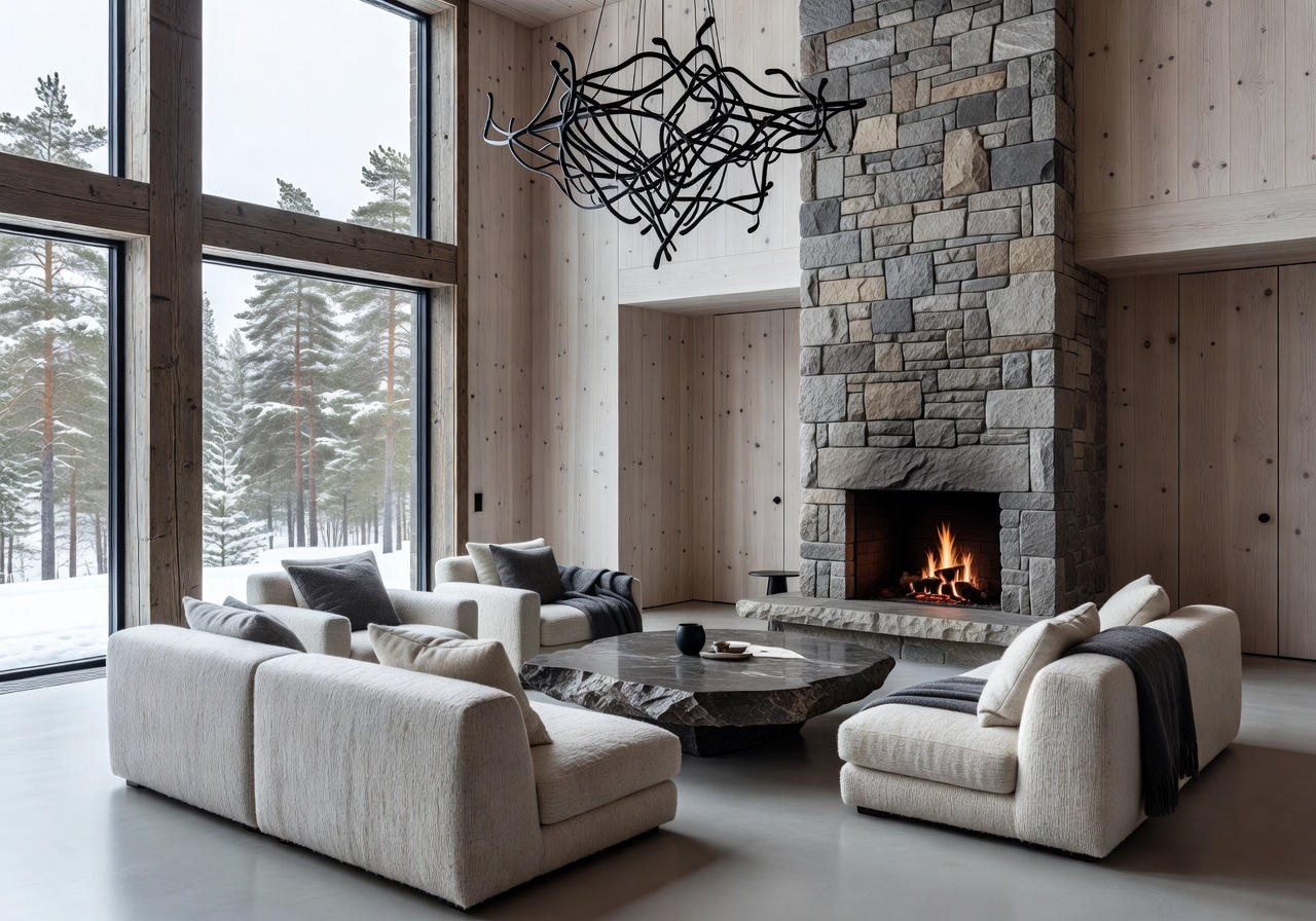 Luxury Nordic hotel lobby interior design