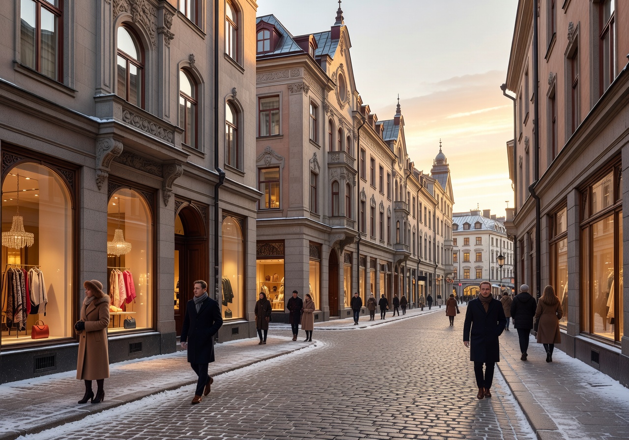Luxury shopping district in Helsinki