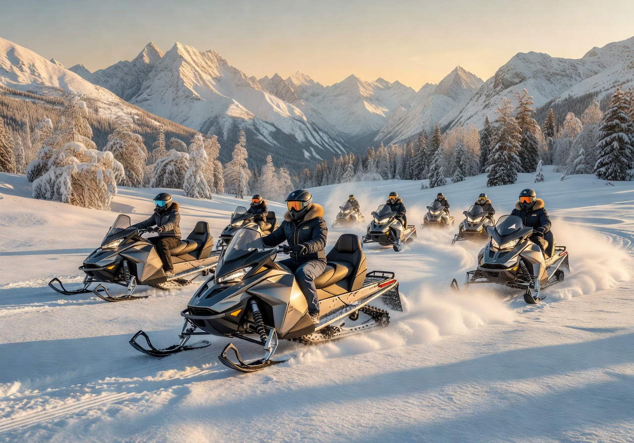 Luxury snowmobile winter adventure