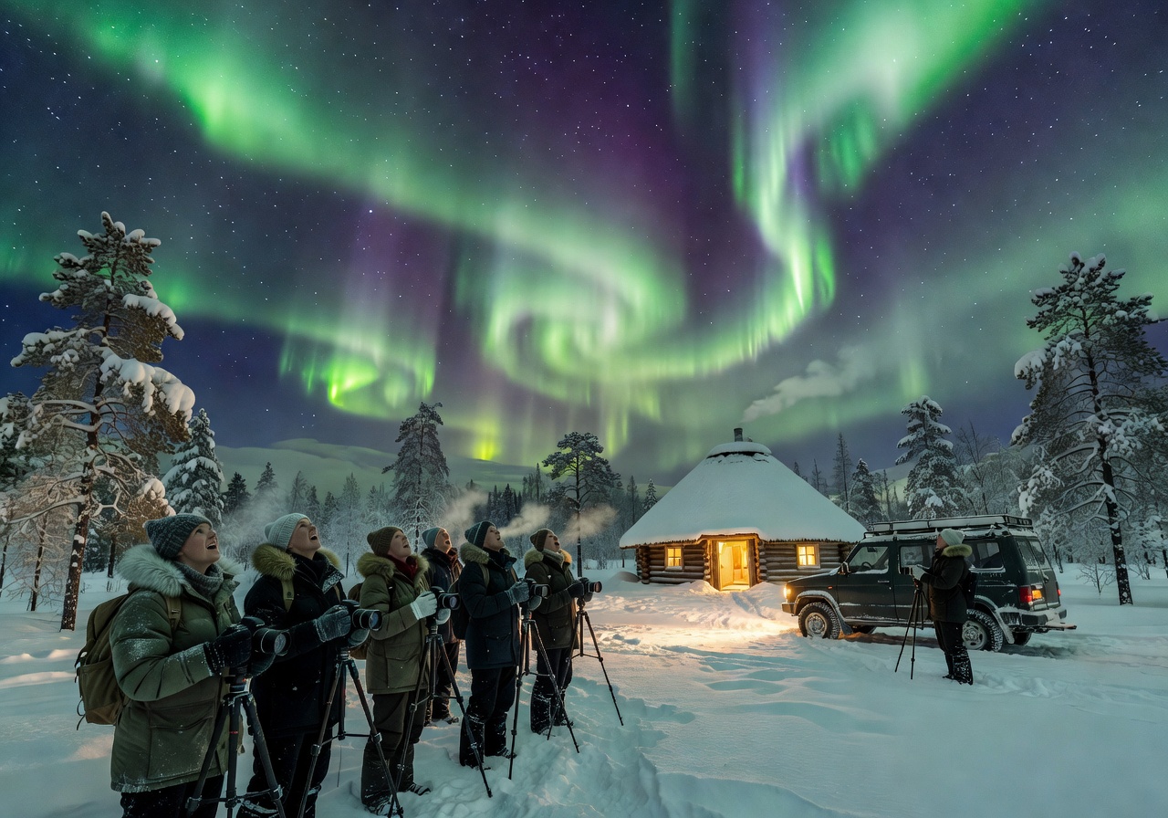 Northern Lights aurora tour in Lapland